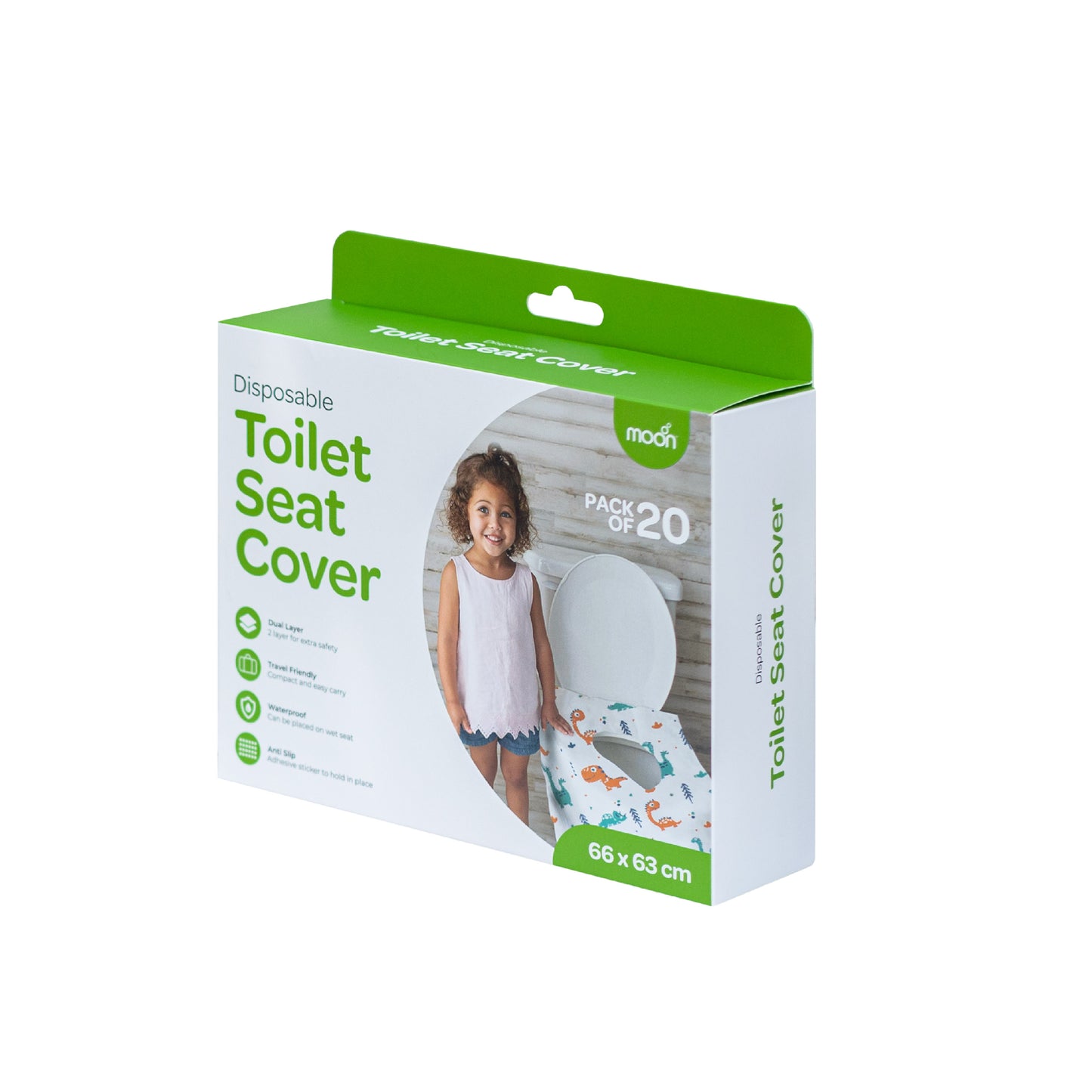 MOON Travel Baby Potty Seat (Blue) / MOON Disposable Toilet Seat Cover (Dino, 66 x 63 cm)
