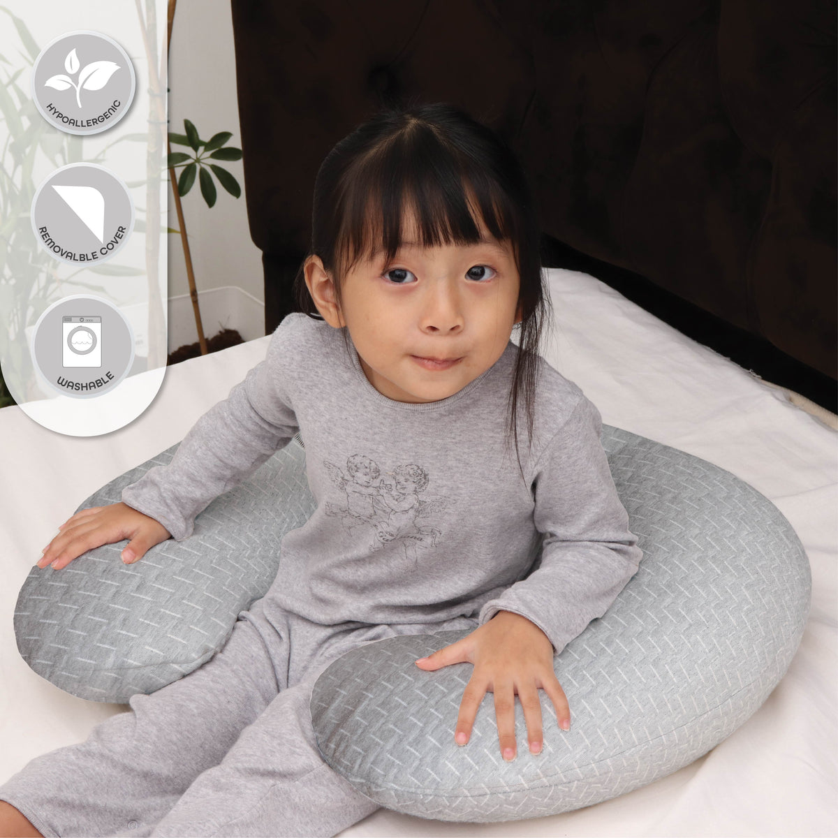 MOON Feeding Pillow with Bamboo rayon - Grey