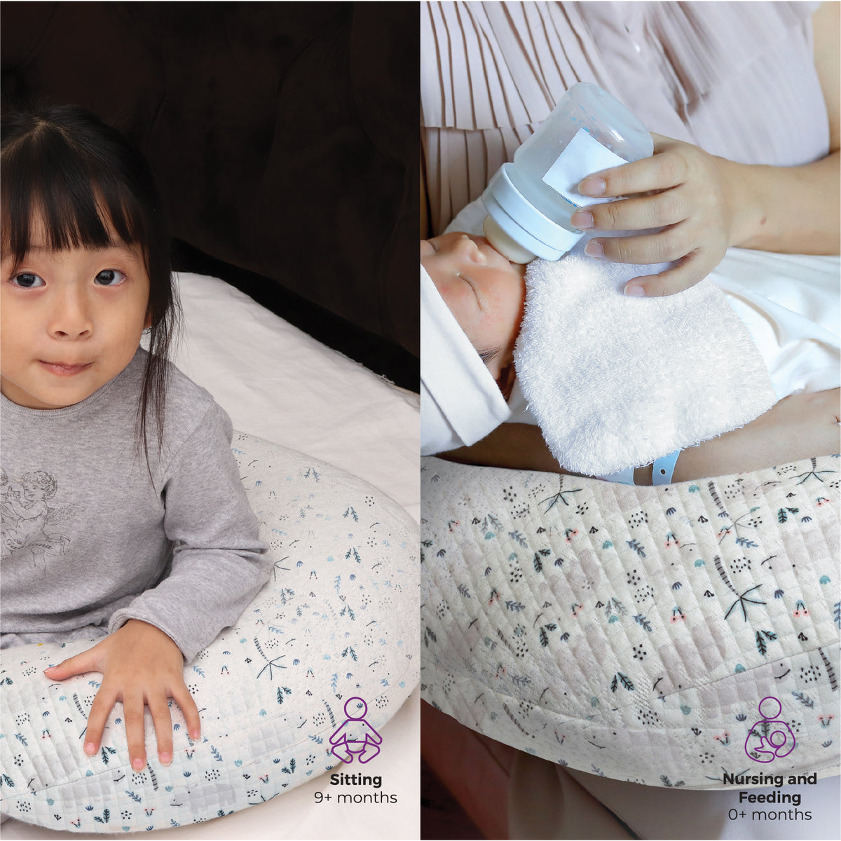 MOON Portable Nursing Breast Feeding Baby Support Pillow Cushion With Washable Zippered Cover-Hippo — The Moon Brand product image