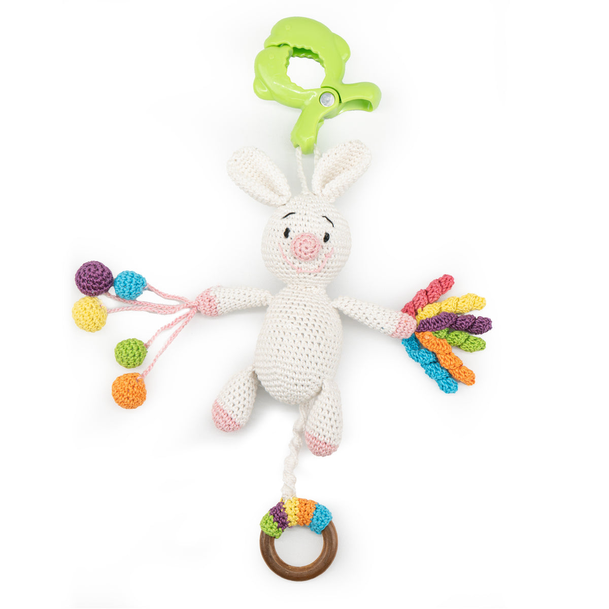 MOON Handcrafted Crochet Toy with Cuddle Ring & Clip Hanger-Bunny - The Moon Brand™