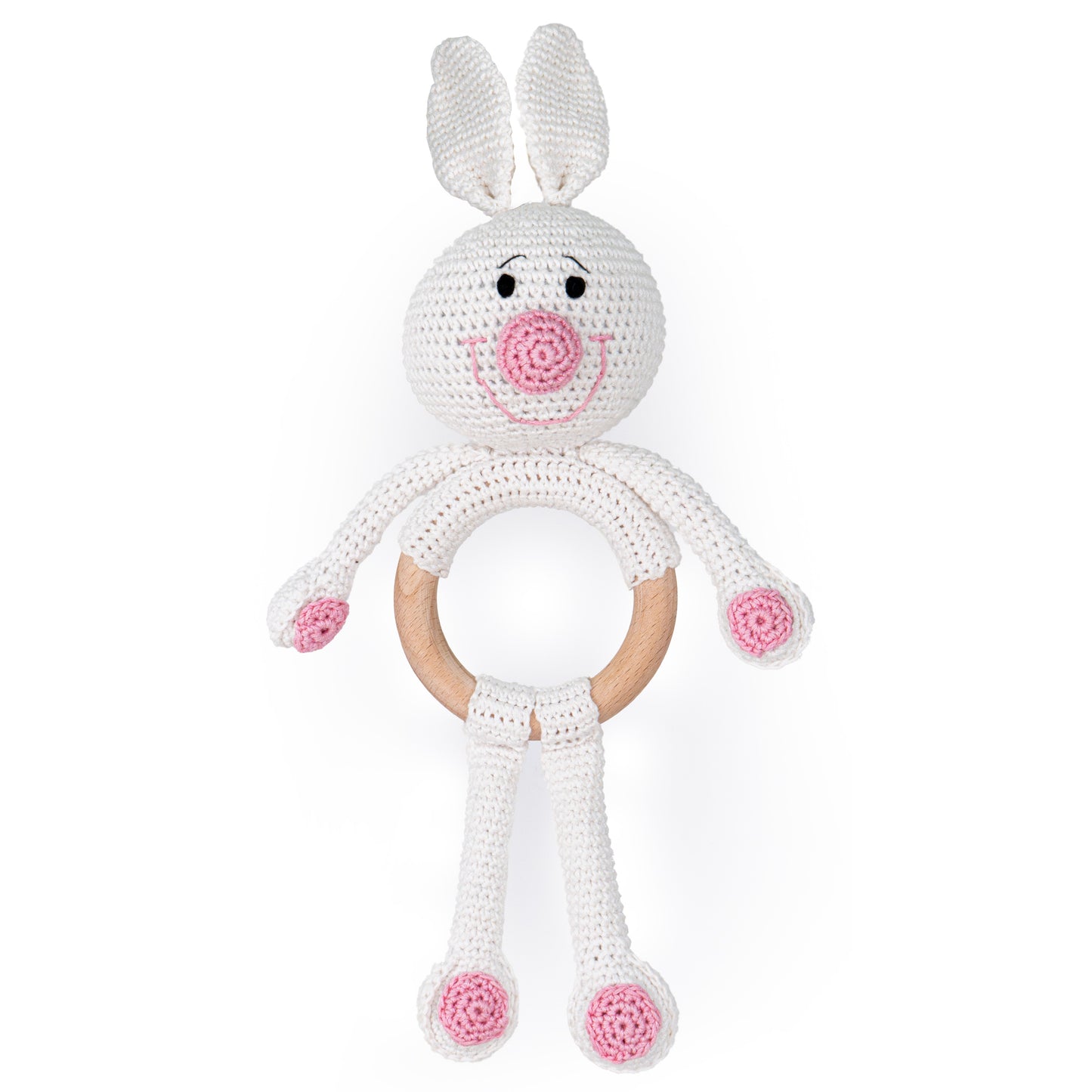 لعبة كروشيه يدوية الصنع مع حلقة احتضان - أرنب