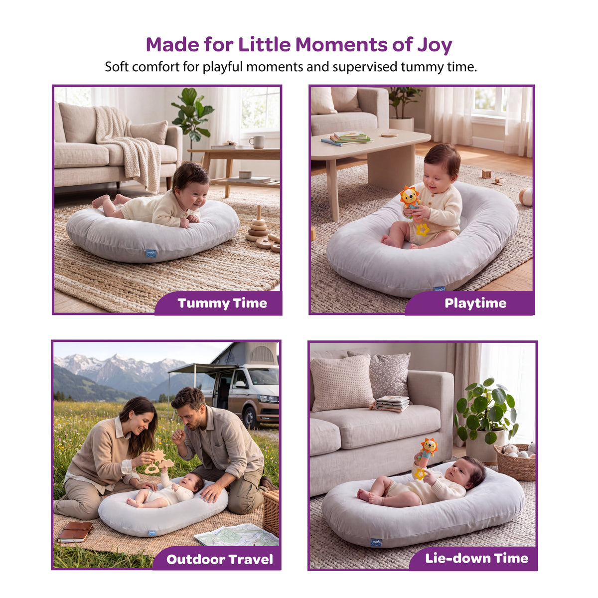 MOON Premium Baby Lounger - Grey
