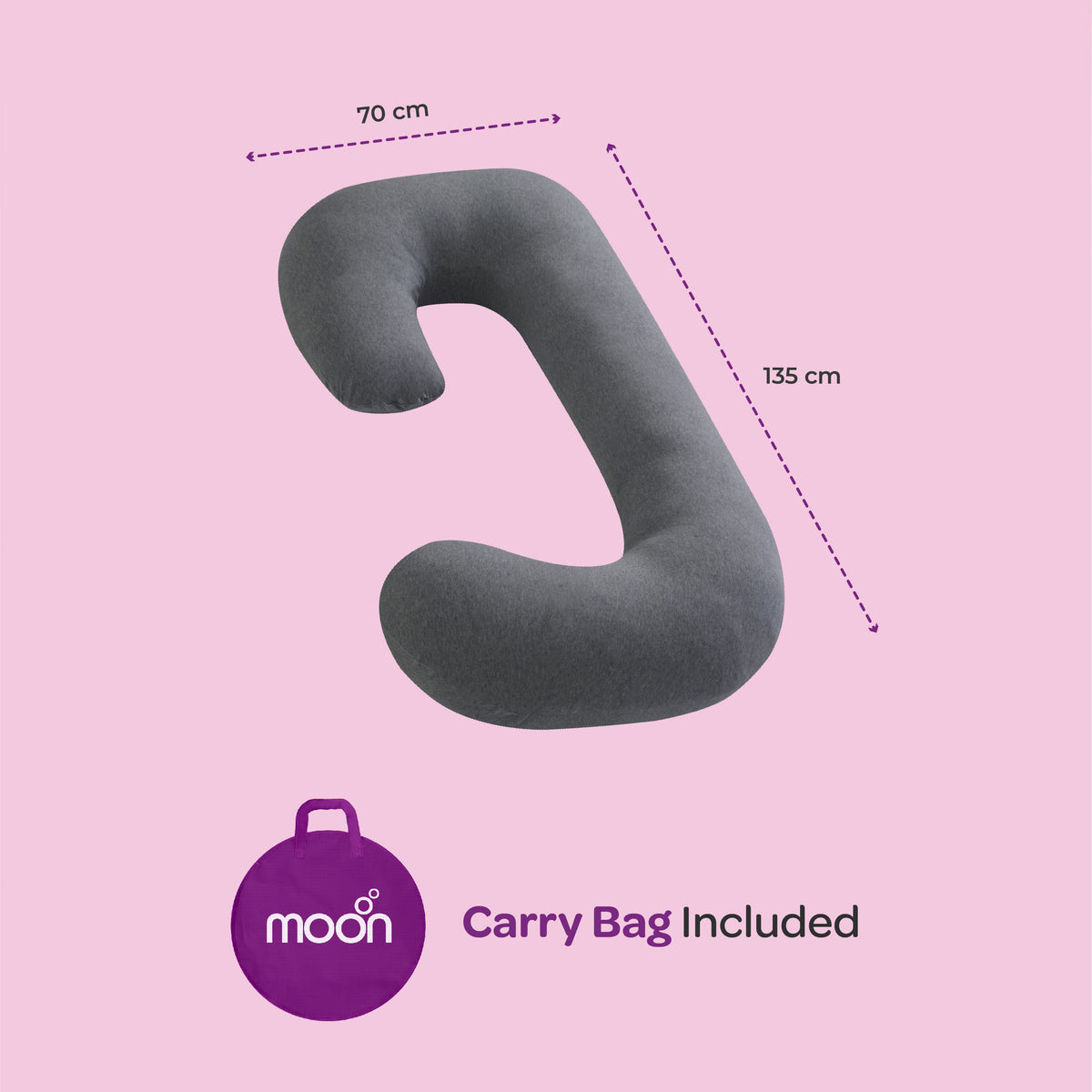 MOON Organic C Shaped Maternity Pillow-Light Grey