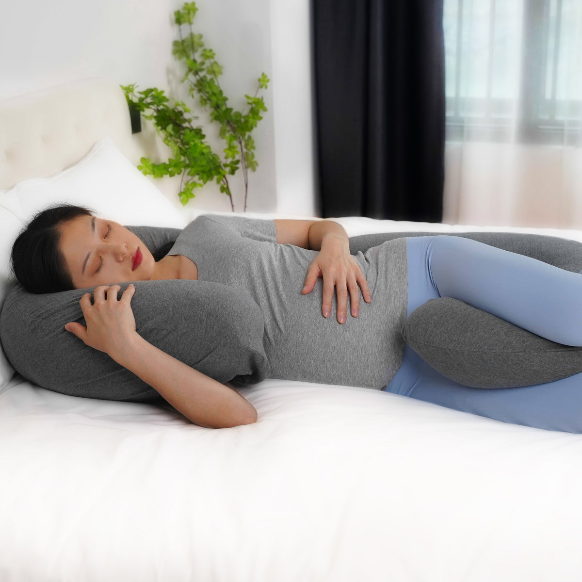 MOON Organic C Shaped Maternity Pillow-Light Grey