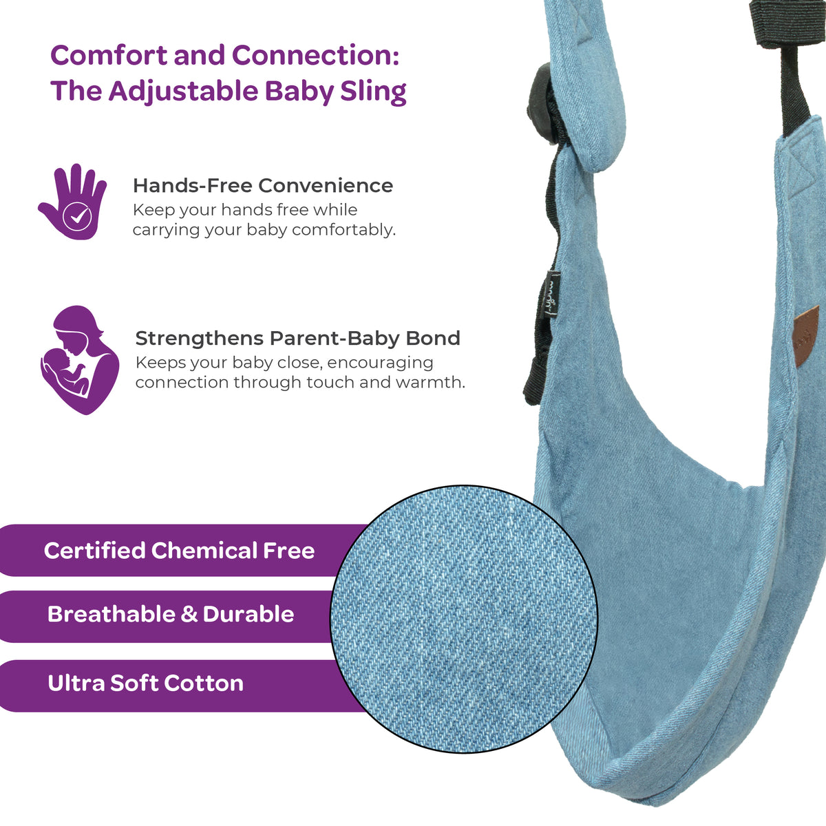 MOON Baby Carrier Baby Sling Carrier-Light Jean