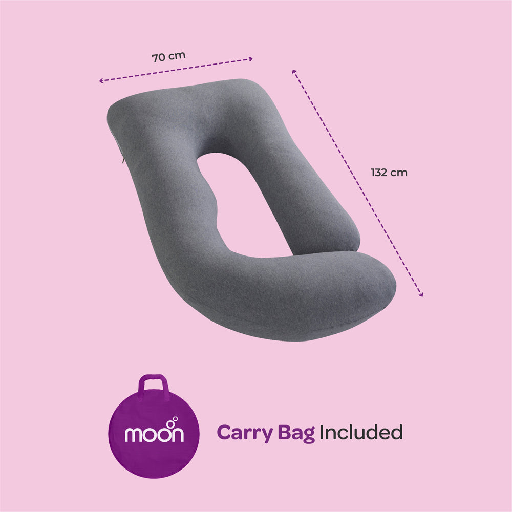 MOON Organic U Shaped Contour Maternity Pillow-Light Grey
