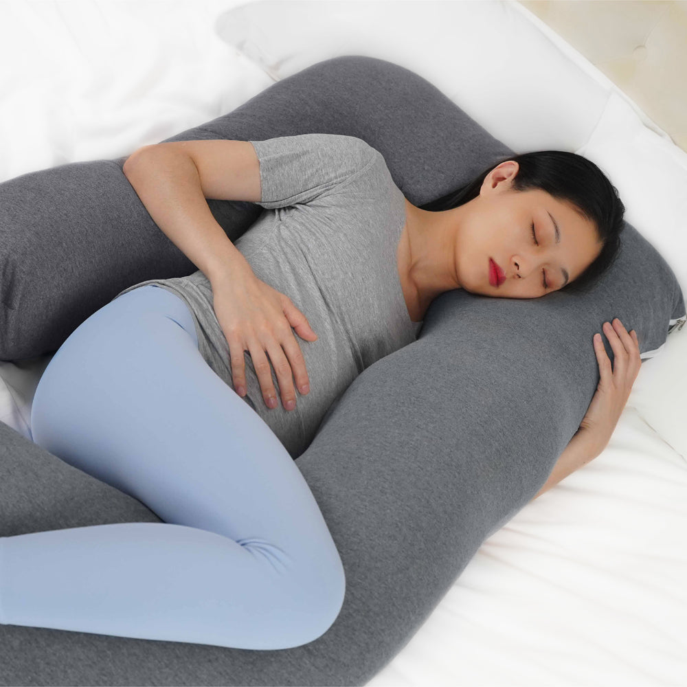 MOON Organic U Shaped Contour Maternity Pillow-Light Grey