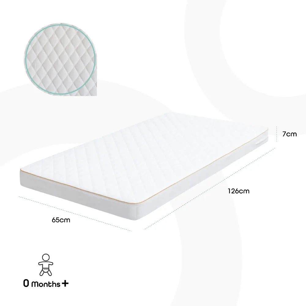 MOON Crib Mattress-126x65x7 cm, White