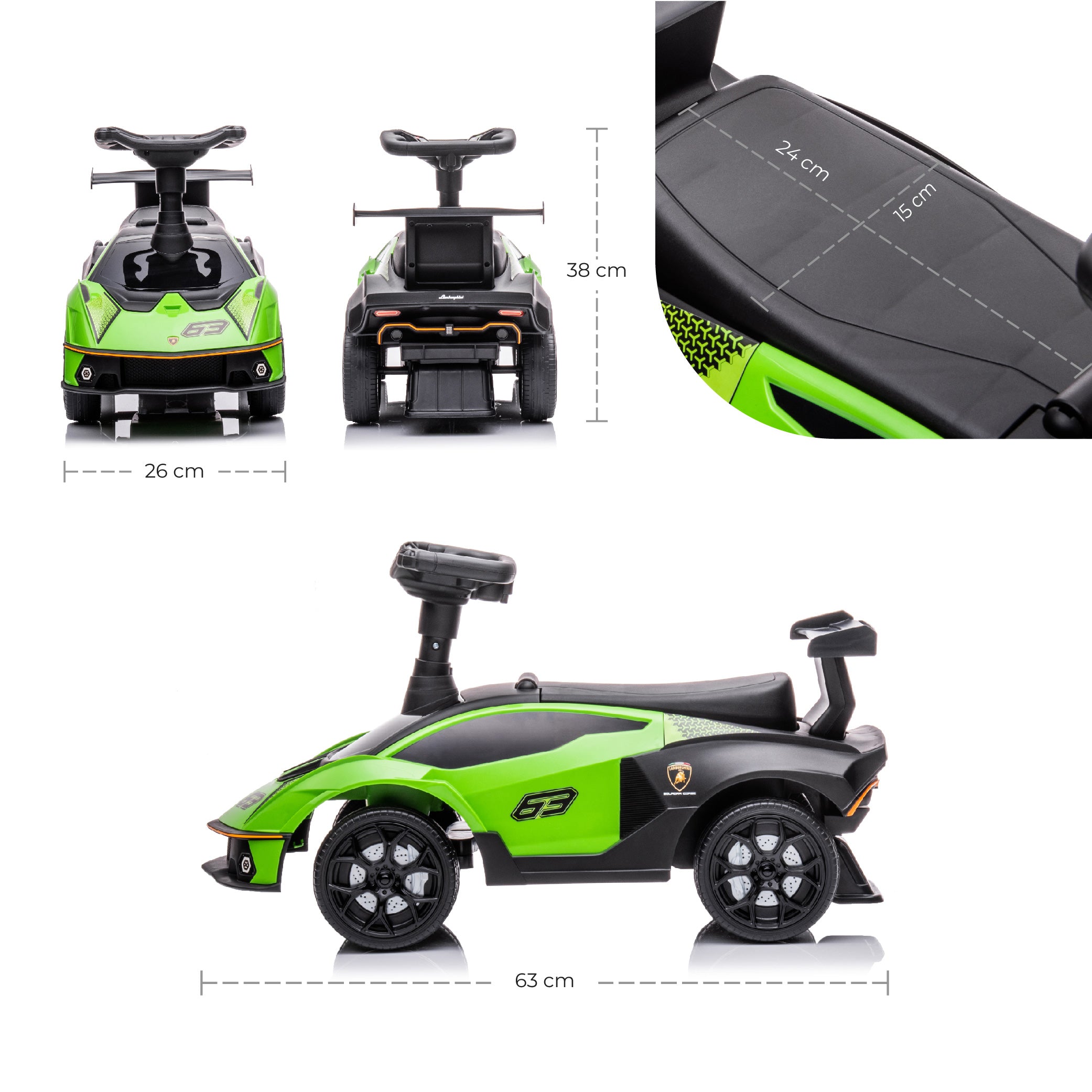 MOON Lamborghini Essenza SC V12 Ride On, Yellow/Green