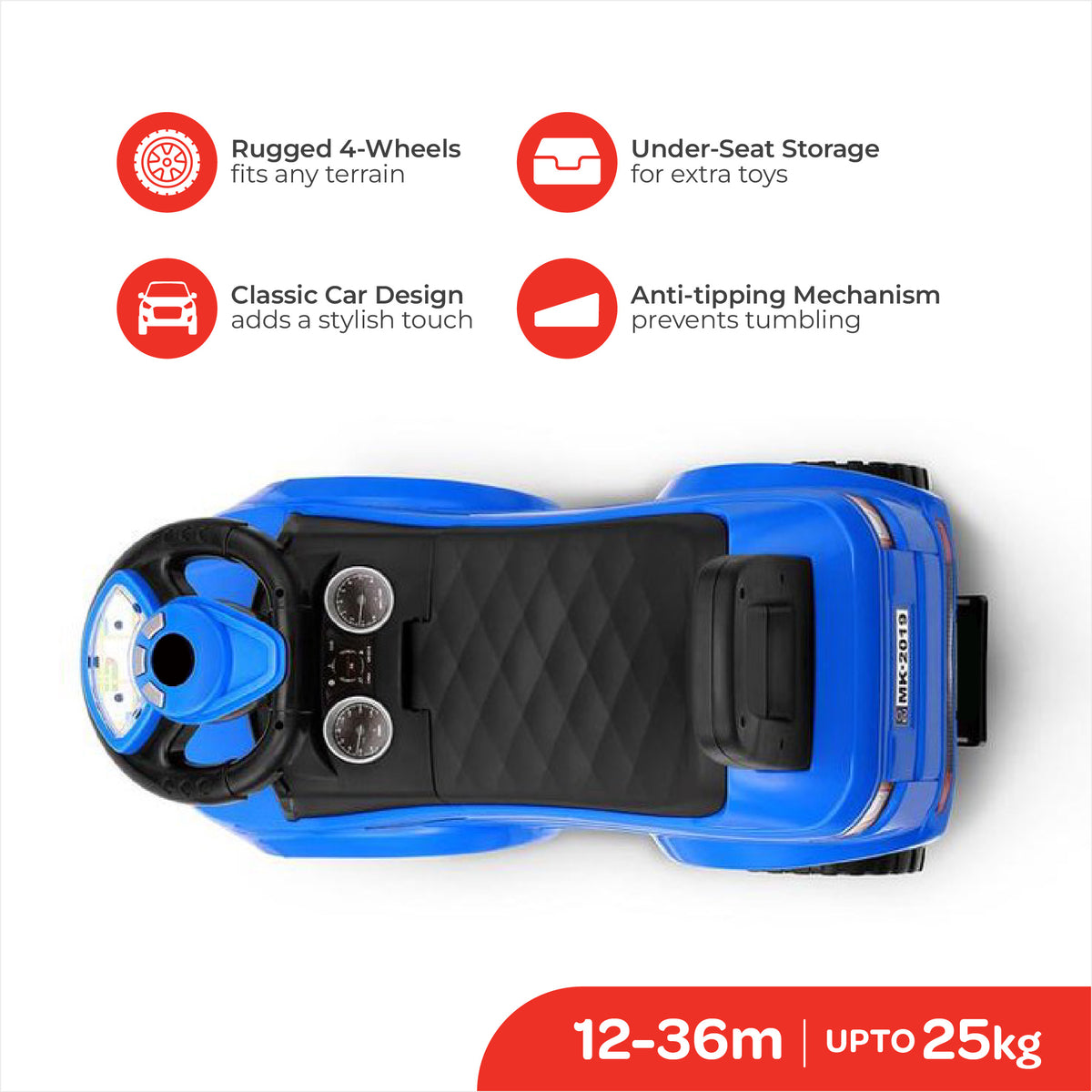 MOON Zippy Baby Sports Car, Blue — The Moon Brand product image