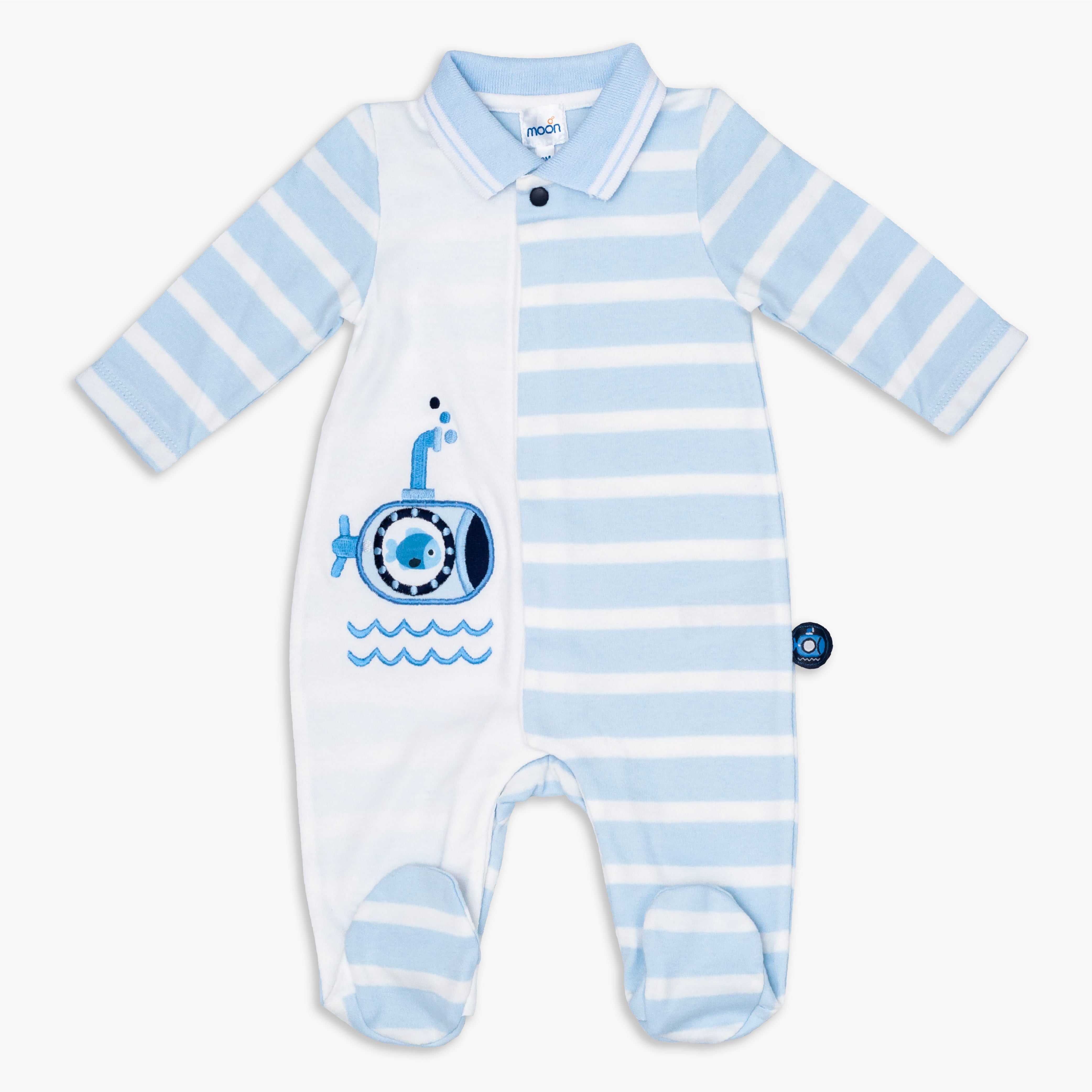 Cotton Sleepsuit Blue - The Moon Brand™