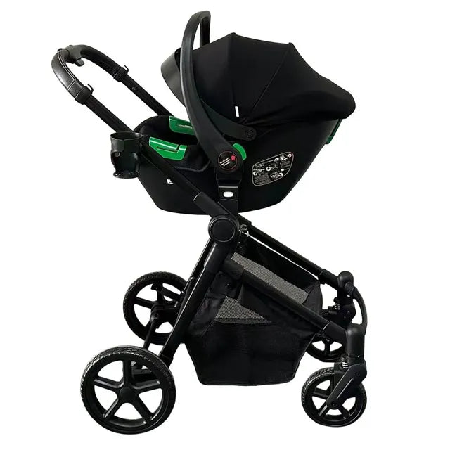 MOON Trezzo 3-in-1 Baby Travel System – Convertible Stroller, Car Seat & Bassinet (0-22kg)-Black