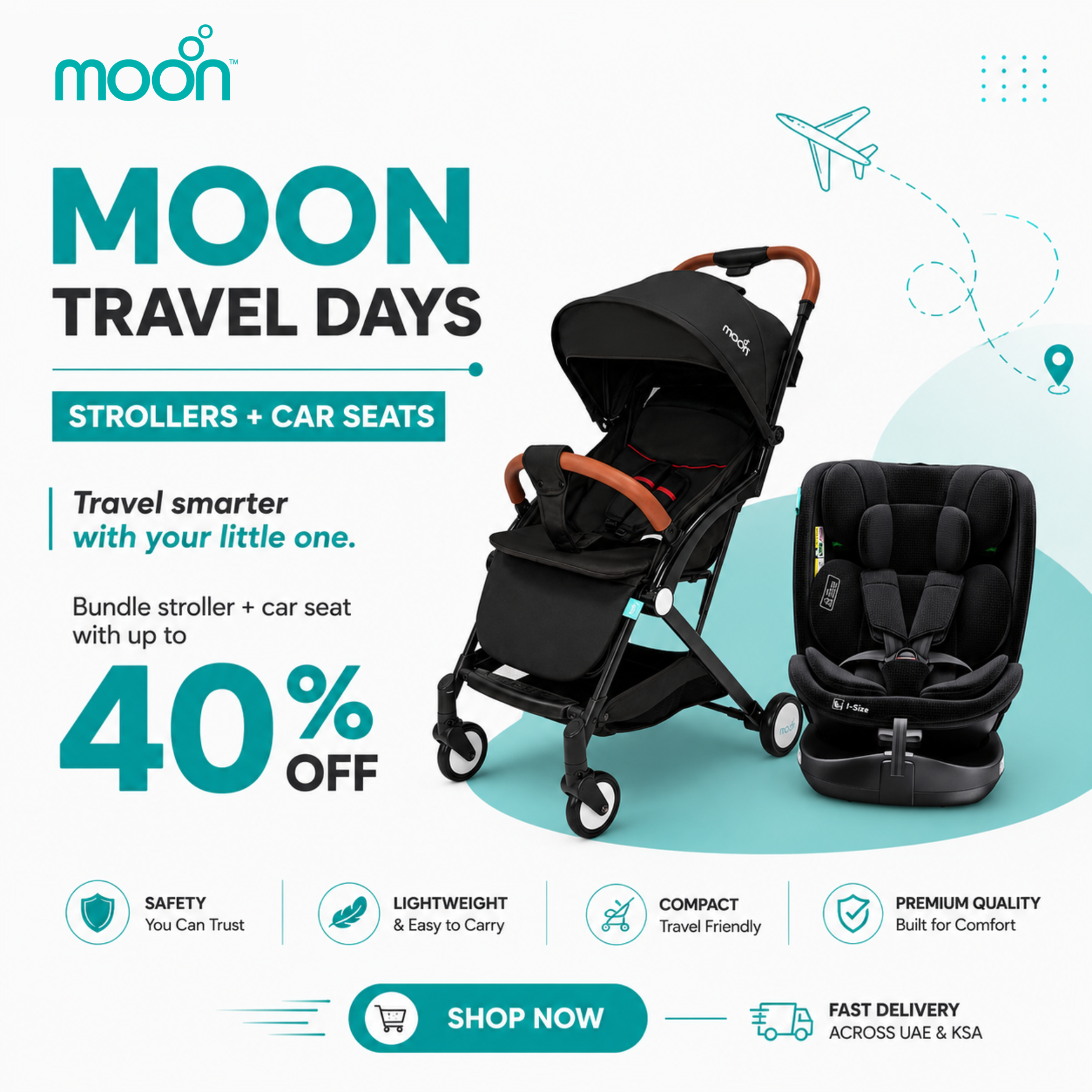 MOON Travel Days Bundle – Ritzi Cabin Stroller + Gyro Pro Car Seat
