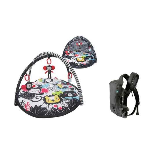 MOON Chirpy Playmat - Jungle friends and KaryGo 2 in 1 Baby Carrier in Black bundle