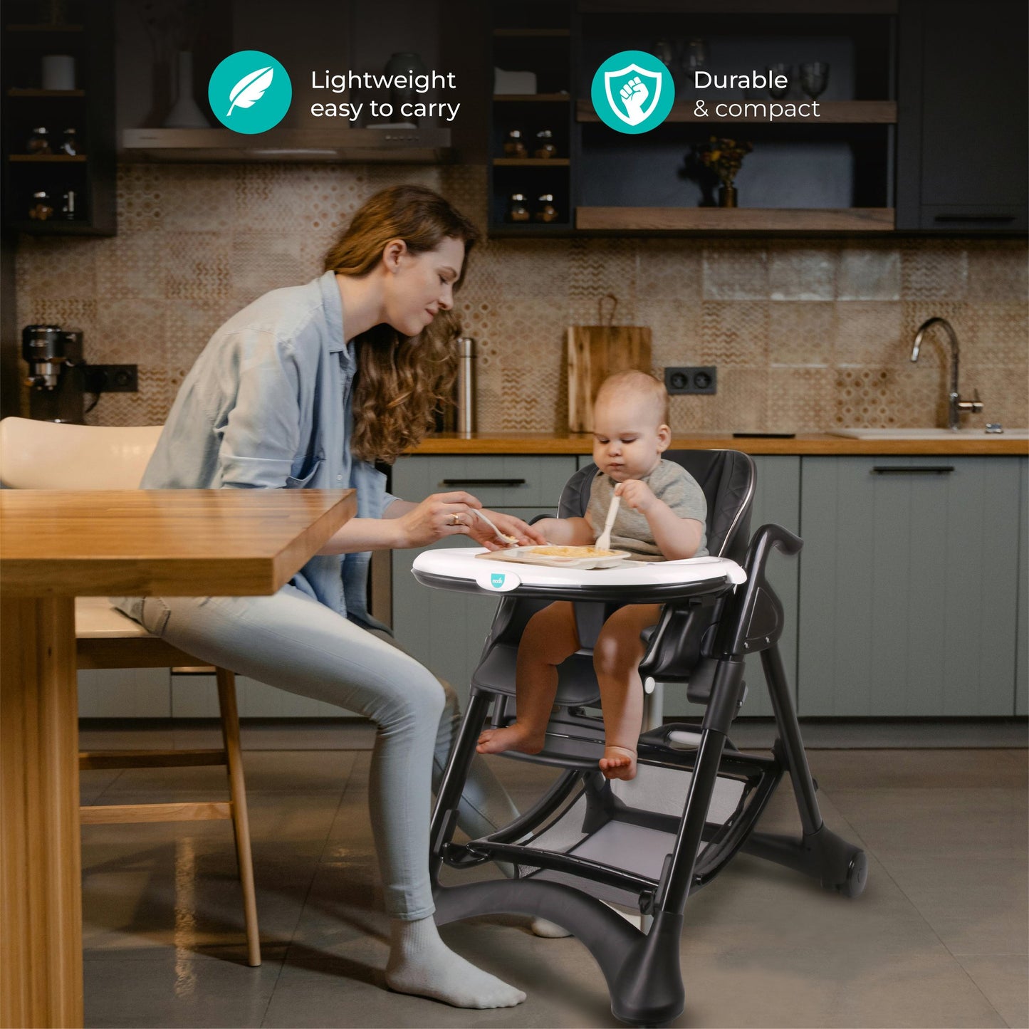 Tres 3-in-1 Travel System & Foldable Highchair Bundle