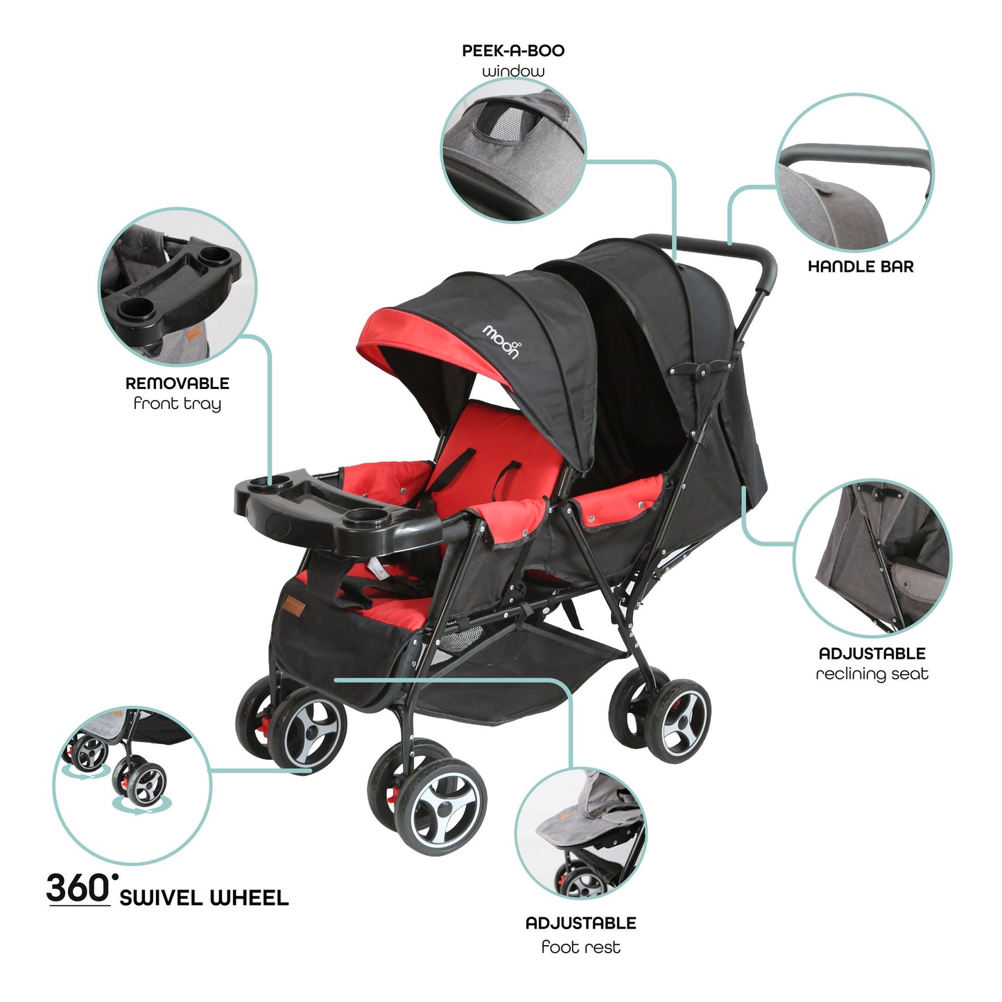 Magnum Twin Stroller & Body Support Cushion Seat Pad Bundle