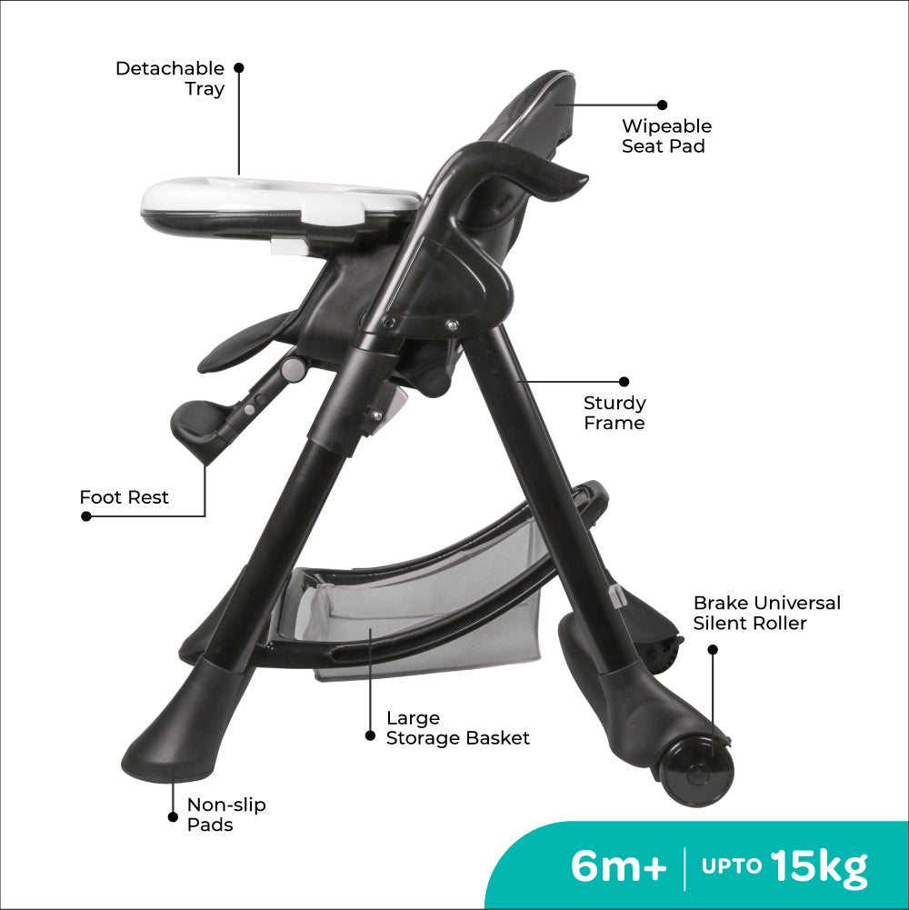 MOON Trestle Foldable Baby Feeding/Dinning Highchair-Grey - The Moon Brand™