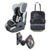 MOON Tolo Baby/Kids Car Seat (Group 1,2,3, Charcoal Grey) / Deluxe Back Seat Baby Side Mirror / Baby Back Seat Organizer (Black Twill)