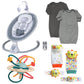 MOON Swing Grey / MOON Organic Sleep Gown Set of 2 (Grey,zig-zag Print) / MOON Foot and Wrist Rattle (Set of 4) / MOON Baby Teether Rattle - Soft Ball