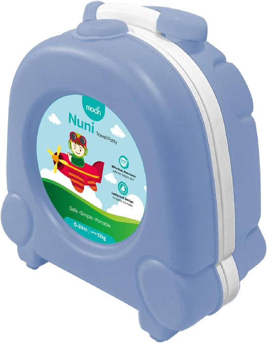 The MOON Brand Nuni Travel Potty Seat – Portable Foldable Toddler Toilet Training Seat, Lightweight Compact Baby Potty Trainer for 0–3 Years, Easy Clean PP Material, Travel Friendly Design-Blue - The Moon Brand™