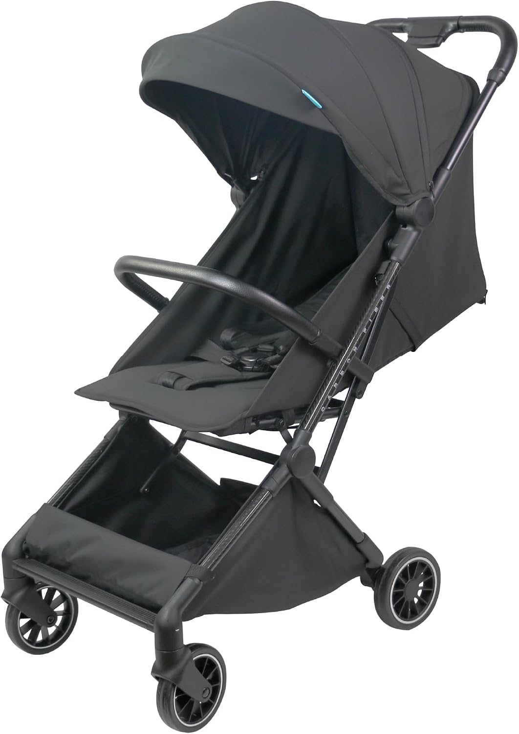 The MOON Brand Tripzi Carbon Fiber Cabin Stroller – Ultra-Lightweight, Travel-Ready Stroller with Easy Fold, Five-Point Safety Harness, Leather Handle for Babies 0–36 Months-Black