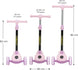 The MOON Brand Whizz Foldable 3-Wheel Kids Scooter– Adjustable Handlebar Lean-to-Steer LED Light-Up Wheels Toddler Scooter for Boys & Girls for Ages 3 Years+ -Little Pony -Pink