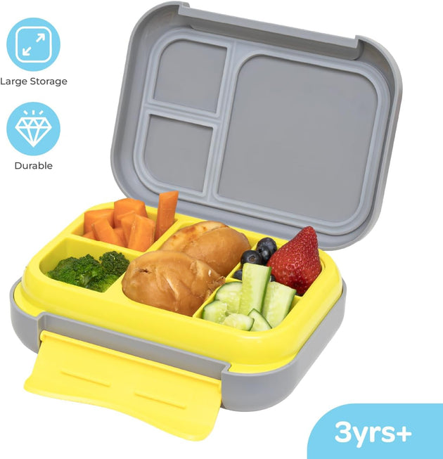 The Moon Brand Bentoza Kids Lunch Box – Leak-Proof,Bento Box with Compartments,Microwave & Dishwasher Safe,Easy-Open Latch,Reusable Lunch Container,BPA-Free,Perfect for School Lunches,Travel -Grey - The Moon Brand™