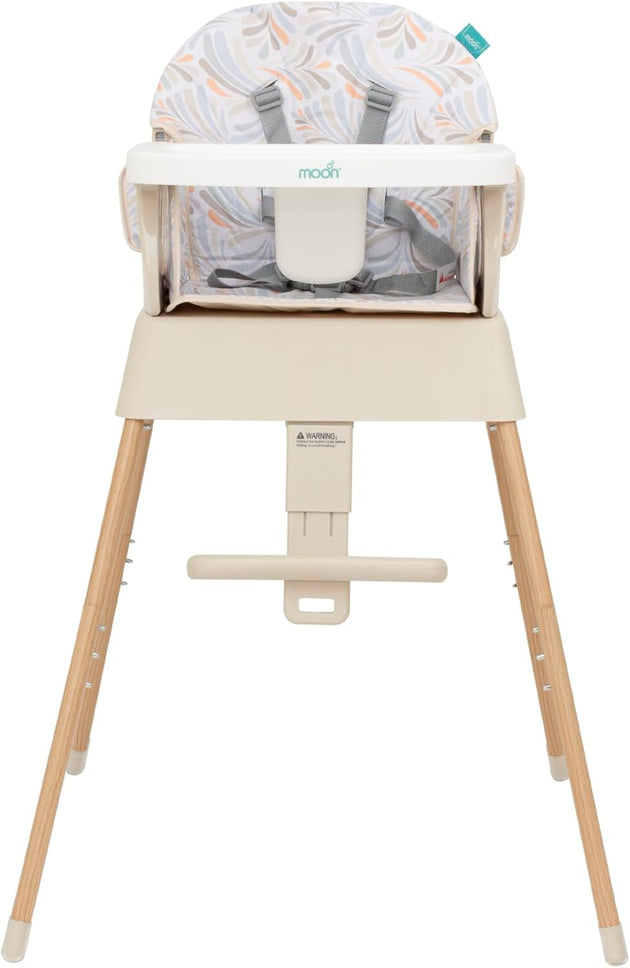 The Moon Brand 5-in-1 Convertible -Highchair-Booster-Dining Chai-: Stylish, Space-Saving, and Safe Dining Solution for Babies and Kids-6m to 3yrs upto 15kgs - Beige - The Moon Brand™