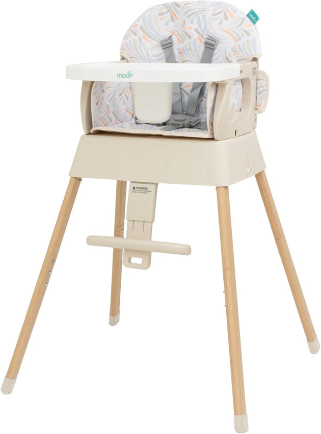 The Moon Brand 5-in-1 Convertible -Highchair-Booster-Dining Chai-: Stylish, Space-Saving, and Safe Dining Solution for Babies and Kids-6m to 3yrs upto 15kgs - Beige - The Moon Brand™