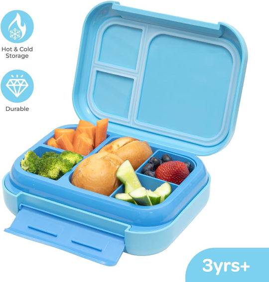 The Moon Brand Marmita Kids Lunch Box Set with Insulated Bottle & Bag – Leak-Proof,Bento Box with Compartments,Microwave & Dishwasher Safe, Easy-Open Latch,BPA-Free,Perfect for School Lunches-Blue - The Moon Brand™