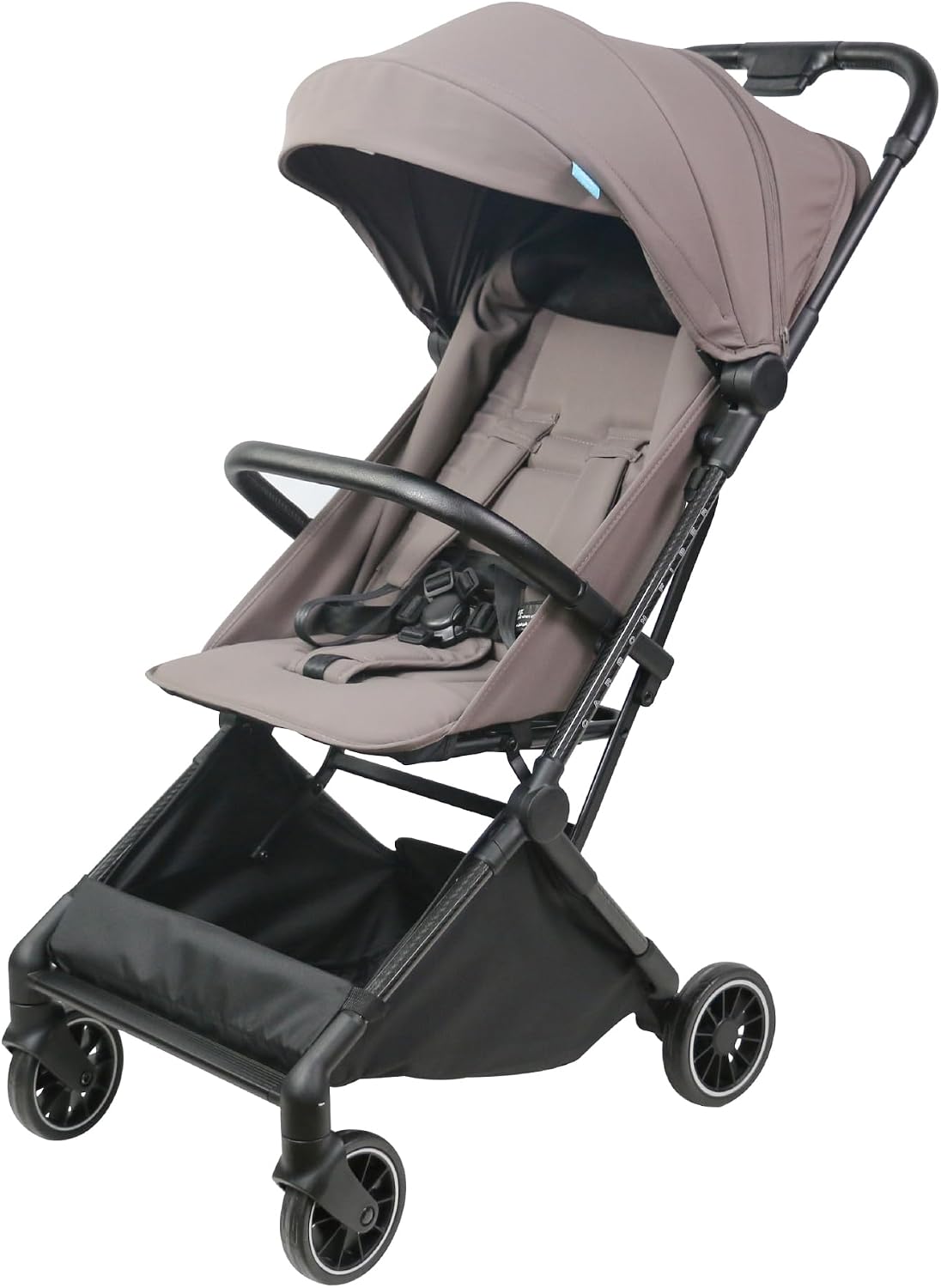 The MOON Brand Tripzi Carbon Fiber Cabin Stroller – Ultra-Lightweight, Travel-Ready Stroller with Easy Fold, Five-Point Safety Harness, Leather Handle for Babies 0–48 Months-Chocolate