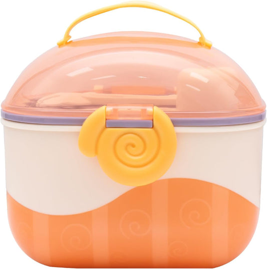 The Moon Brand Baby Milk Powder Storage Box – Portable Formula Dispenser Container with Scoop & Fork, BPA-Free Food-Grade PP, Leak-Proof Snack Storage for Kids, Travel, Outdoor-Orange