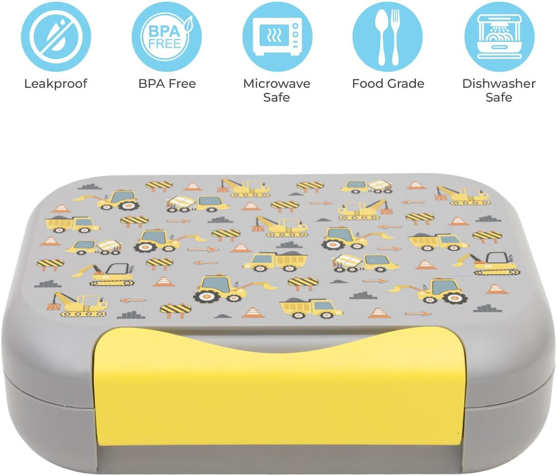 The Moon Brand Bentoza Kids Lunch Box – Leak-Proof,Bento Box with Compartments,Microwave & Dishwasher Safe,Easy-Open Latch,Reusable Lunch Container,BPA-Free,Perfect for School Lunches,Travel -Grey