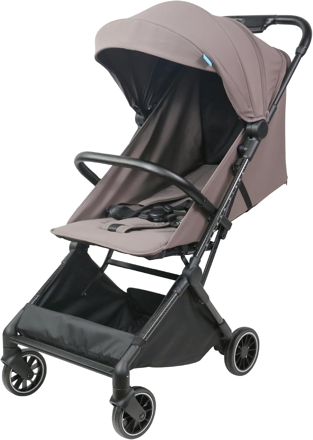 The MOON Brand Tripzi Carbon Fiber Cabin Stroller – Ultra-Lightweight, Travel-Ready Stroller with Easy Fold, Five-Point Safety Harness, Leather Handle for Babies 0–48 Months-Chocolate