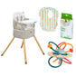 MOON HiteRite 4-in-1 Convertible Baby Highchair (Beige) / MOON Disposable Baby Bibs - Flowers (24 x 35 cm) / MOON Baby Teether Rattle-Soft Ball