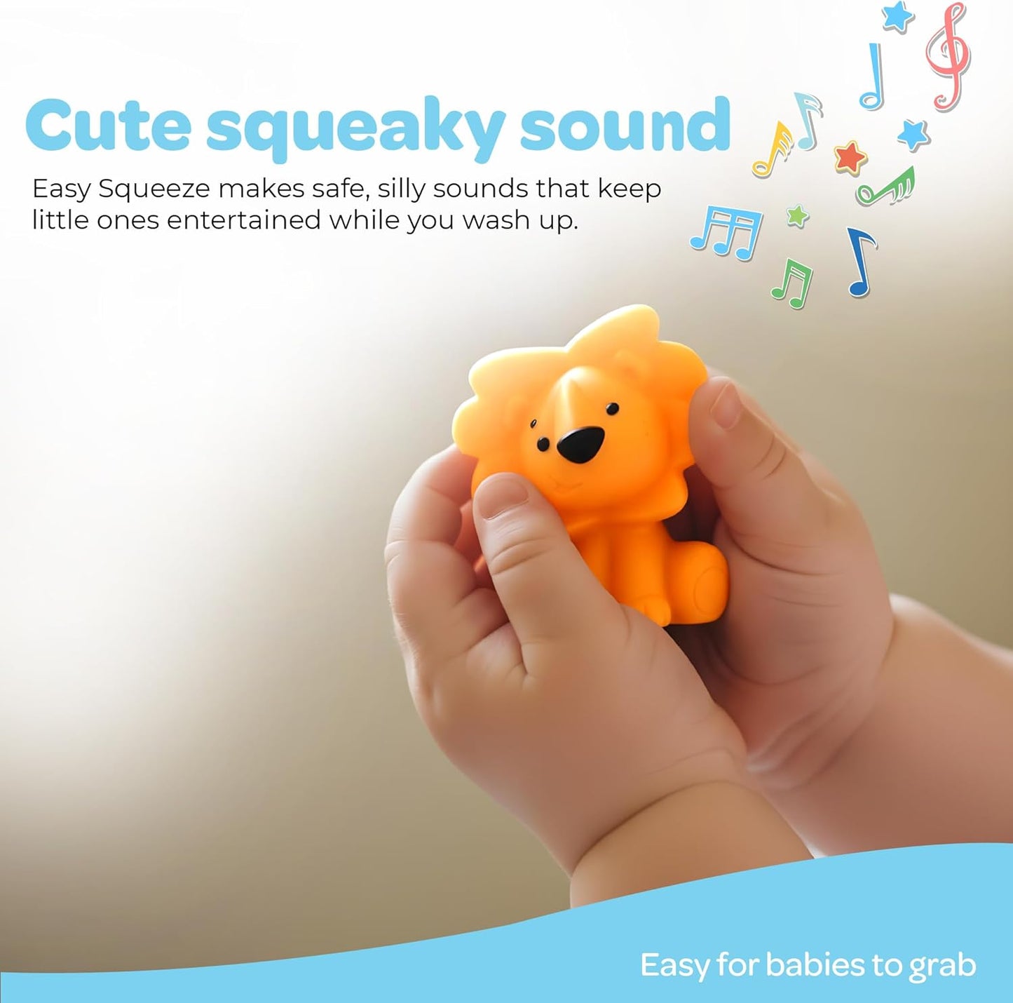 The Moon Brand Splash and Play Baby Bath Toys with Squeaker for Toddlers |Safe & Non-Toxic Bath Time Fun for Babies 6M+ | Soft Squeeze Sound Toys for Baby Learning & Entertainment-Pack of 8