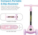 The MOON Brand Whizz Foldable 3-Wheel Kids Scooter– Adjustable Handlebar Lean-to-Steer LED Light-Up Wheels Toddler Scooter for Boys & Girls for Ages 3 Years+ -Little Pony -Pink