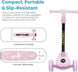 The MOON Brand Whizz Foldable 3-Wheel Kids Scooter– Adjustable Handlebar Lean-to-Steer LED Light-Up Wheels Toddler Scooter for Boys & Girls for Ages 3 Years+ -Little Pony -Pink