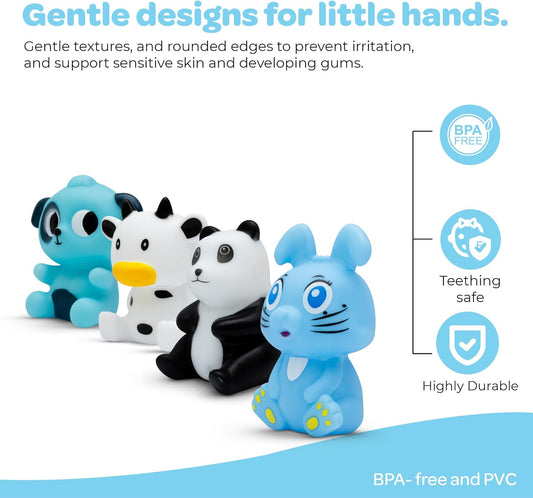 The Moon Brand Splash and Play Baby Bath Toys with Squeaker for Toddlers| Safe & Non-Toxic Bath Time Fun for Babies 6M+ | Soft Squeeze Sound Toys for Baby Learning & Entertainment-Pack of 7