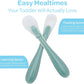 The Moon Brand Baby Silicone feeding Spoon Set – Baby Led Weaning- First Stage -Soft Gum-Friendly, BPA Free, Eco-Friendly, Dishwasher Safe, with Travel Case – Pack of 2-Blue