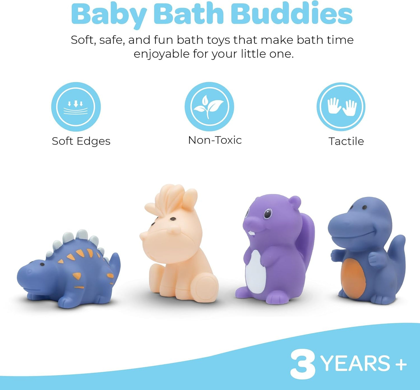 The Moon Brand Splash and Play Baby Bath Toys with Squeaker for Toddlers |Safe & Non-Toxic Bath Time Fun for Babies 6M+ | Soft Squeeze Sound Toys for Baby Learning & Entertainment-Pack of 8