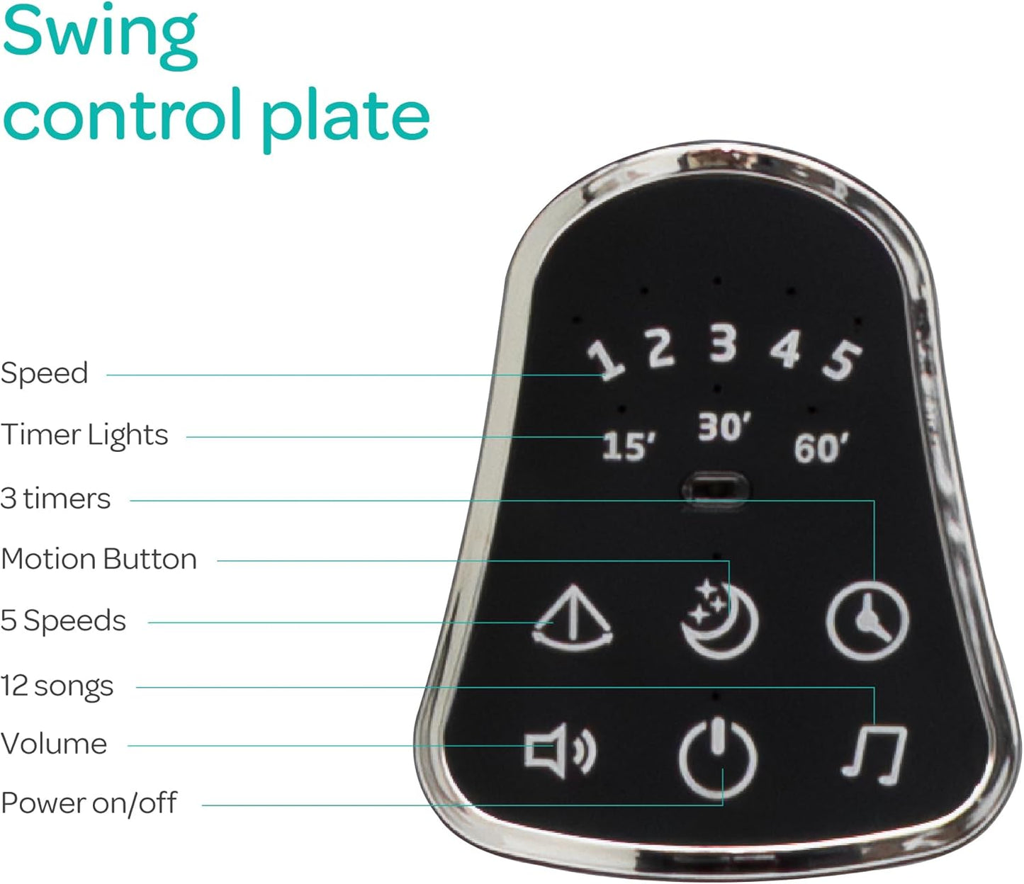 The Moon Brand Koze Baby Swing. 0m+, Holds upto 9kg. Gentle Swaying Motion. In Built Music System. Flexible Speed and Timer Settings. With Remote Control and Mosquito Net. Motion Sensor-Beige