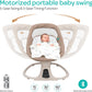 The Moon Brand Koze Baby Swing. 0m+, Holds upto 9kg. Gentle Swaying Motion. In Built Music System. Flexible Speed and Timer Settings. With Remote Control and Mosquito Net. Motion Sensor-Beige