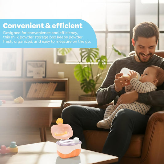 The Moon Brand Baby Milk Powder Storage Box – Portable Formula Dispenser Container with Scoop & Fork, BPA-Free Food-Grade PP, Leak-Proof Snack Storage for Kids, Travel, Outdoor-Orange