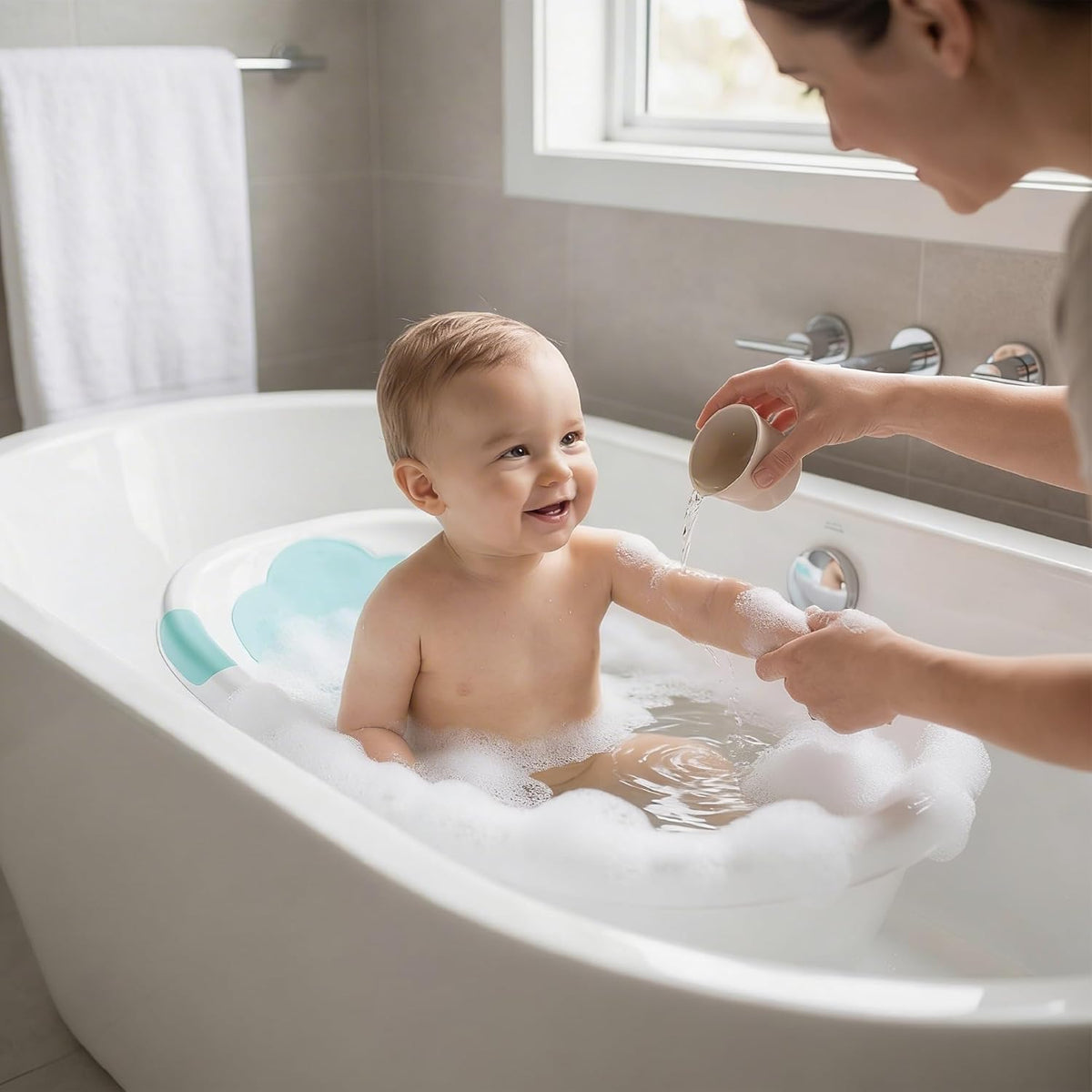 The MOON Brand Wavee Baby Bathtub | PP + TPR Infant Bath Tub for 0–3 Years | Lightweight Non-Slip Base Toddler Bath Tub | Durable & Comfortable Baby Shower -Green. - The Moon Brand™