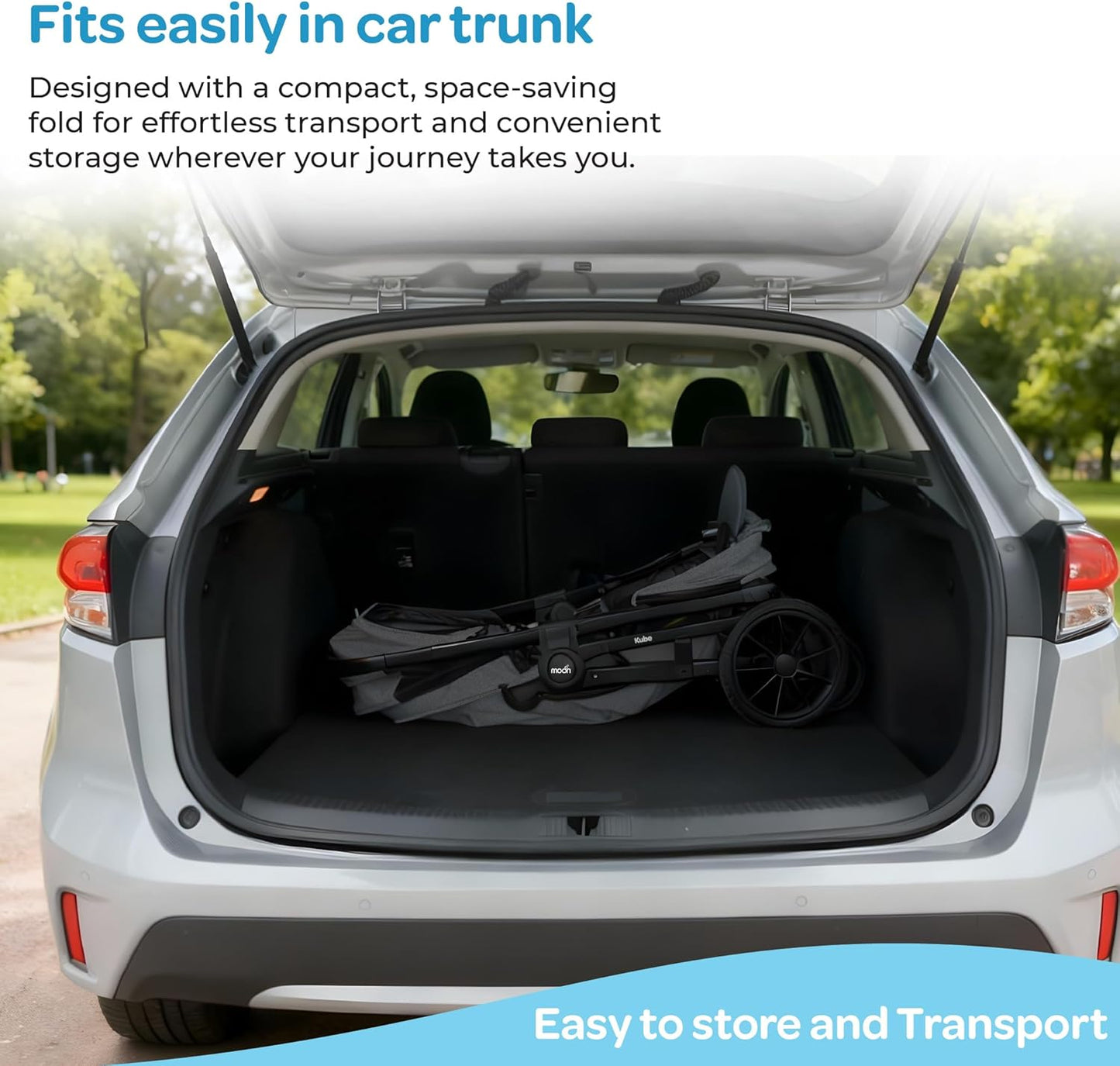 The Moon Brand Kube Wagon Stroller for Kids & Toddlers, Push & Pull Convertible Wagon All-Terrain Wheels, UPF 50+ Canopy, BPA-Free Snack Tray, Compact Fold, Storage, 6M–4Y, 24kgs/Seat-Black