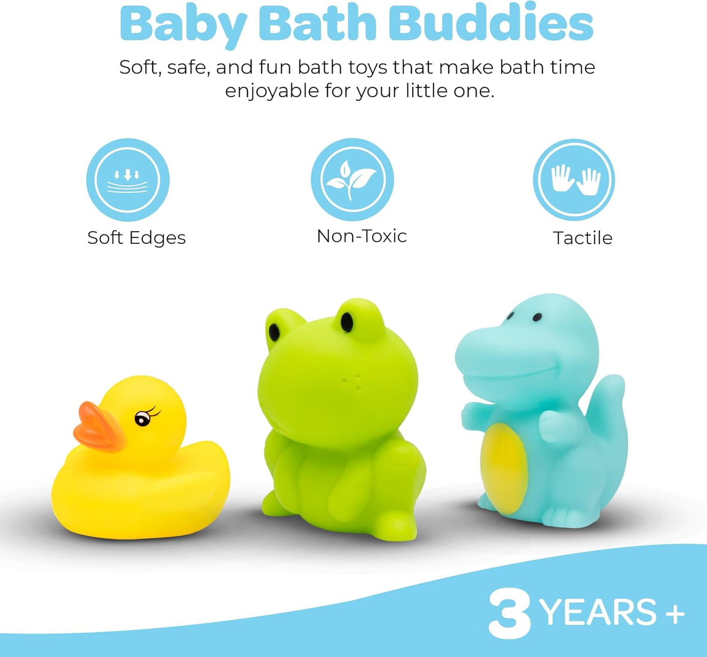 The Moon Brand Splash and Play Baby Bath Toys with Squeaker for Toddlers| Safe & Non-Toxic Bath Time Fun for Babies 6M+ | Soft Squeeze Sound Toys for Baby Learning & Entertainment-Pack of 7