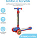 The MOON Brand Whizz Foldable 3-Wheel Kids Scooter– Adjustable Handlebar Lean-to-Steer LED Light-Up Wheels Toddler Scooter for Boys & Girls for Ages 3 Years+ -Dinosaur Design -Red
