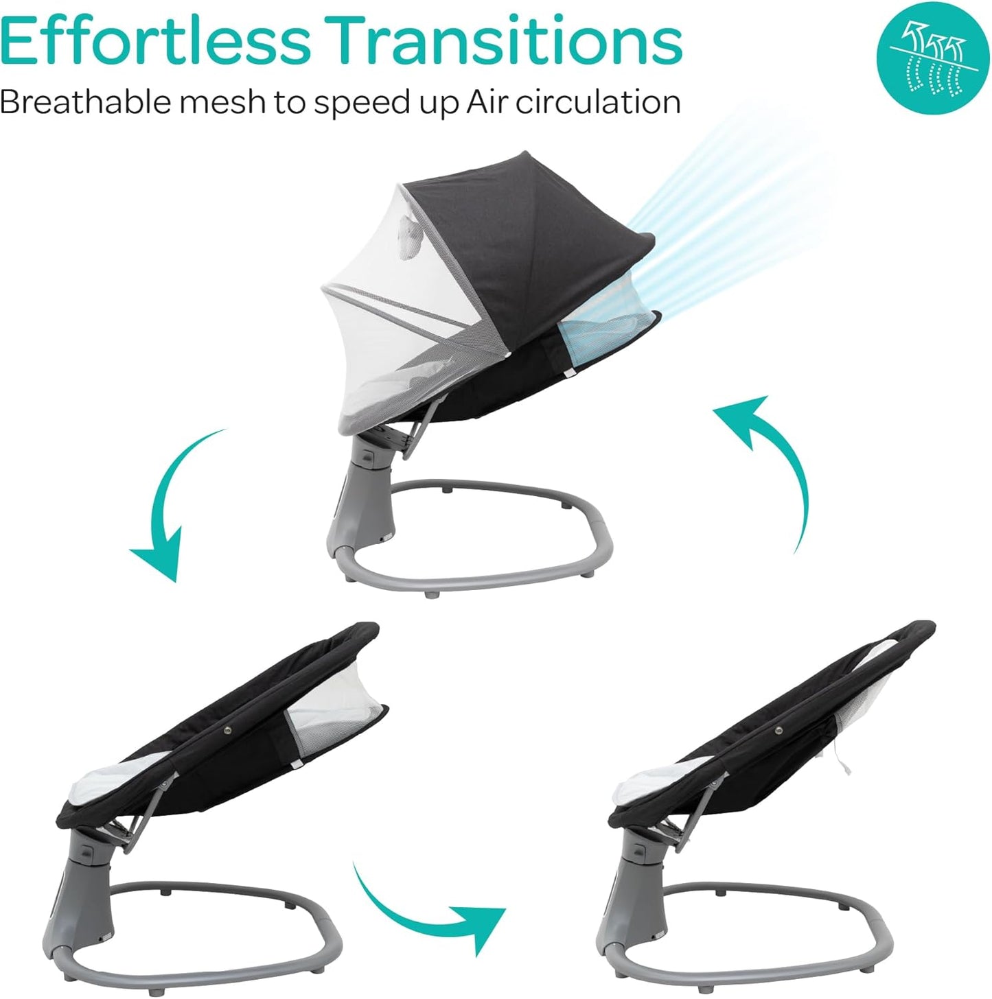 The Moon Brand Koze Baby Swing. 0m+, Holds upto 9kg. Gentle Swaying Motion. In Built Music System. Flexible Speed and Timer Settings. With Remote Control and Mosquito Net. Motion Sensor-Beige