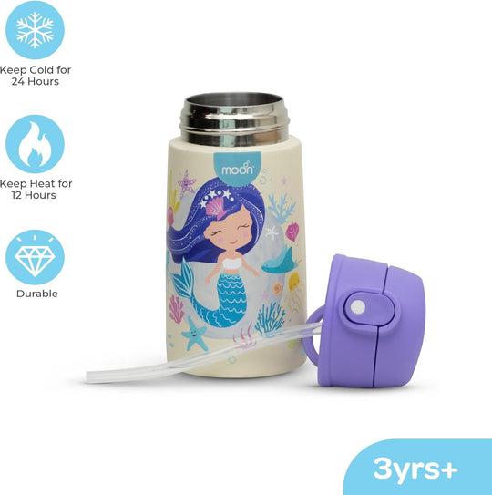The Moon Brand Kids Insulated Water Bottle -BPA-Free, Leak-Proof Sipper Lid, Stainless Steel, Eco-Friendly, Keeps Drinks Cold or Hot for Hours,Ideal for School,Toddlers & Kids - Purple - The Moon Brand™